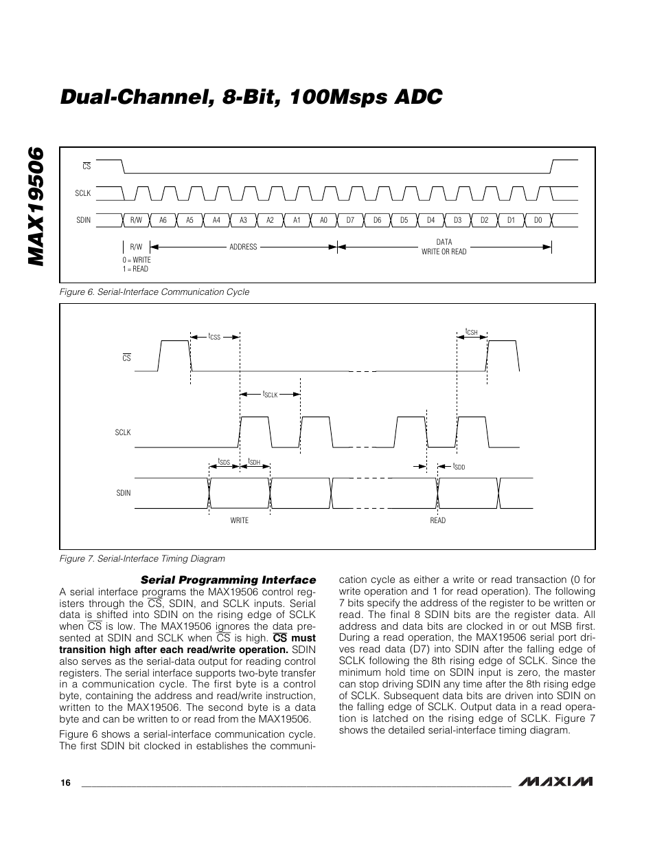 Serial programming interface | Rainbow Electronics MAX19506 User Manual | Page 16 / 34