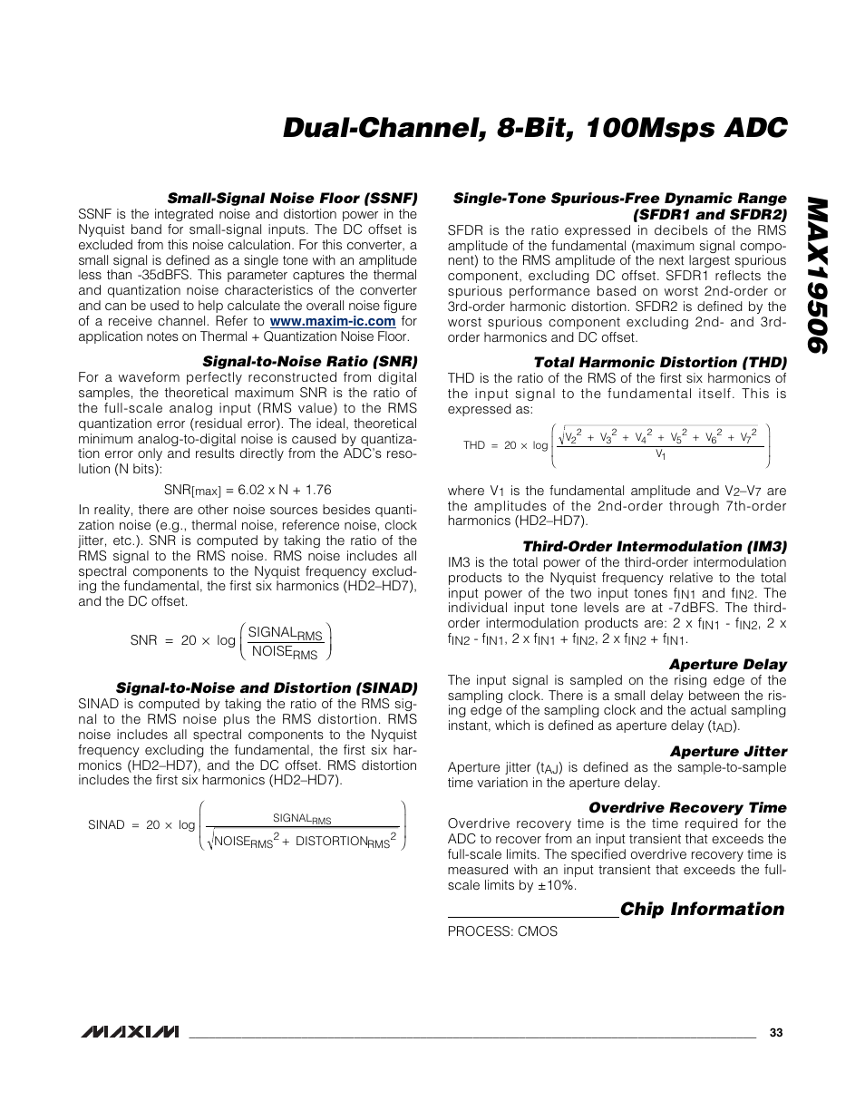 Chip information | Rainbow Electronics MAX19506 User Manual | Page 33 / 34