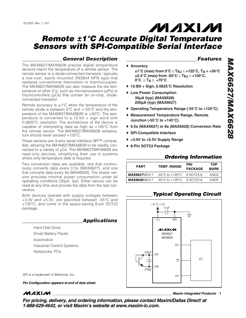 Rainbow Electronics MAX6628 User Manual | 9 pages