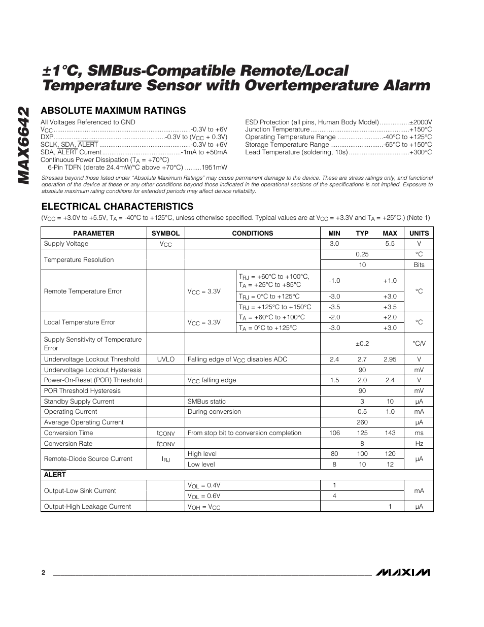 Rainbow Electronics MAX6642 User Manual | Page 2 / 13