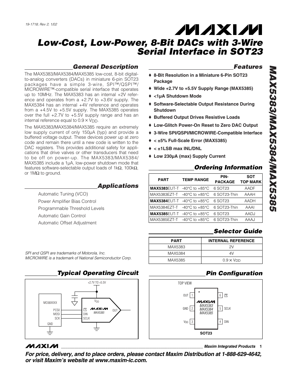Rainbow Electronics MAX5385 User Manual | 12 pages