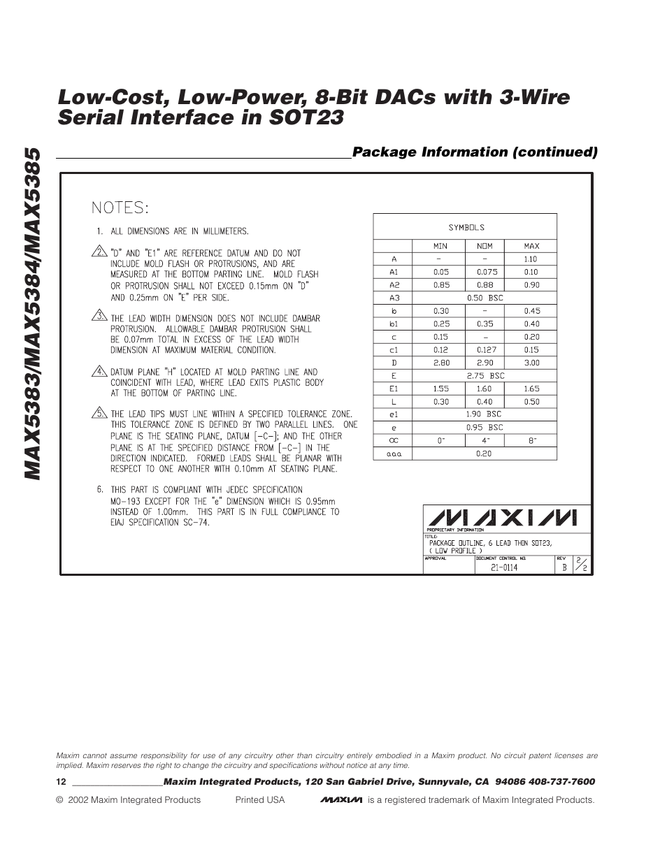 Rainbow Electronics MAX5385 User Manual | Page 12 / 12