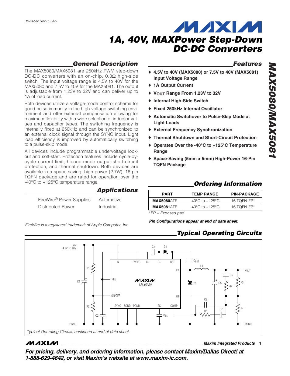 Rainbow Electronics MAX5081 User Manual | 19 pages