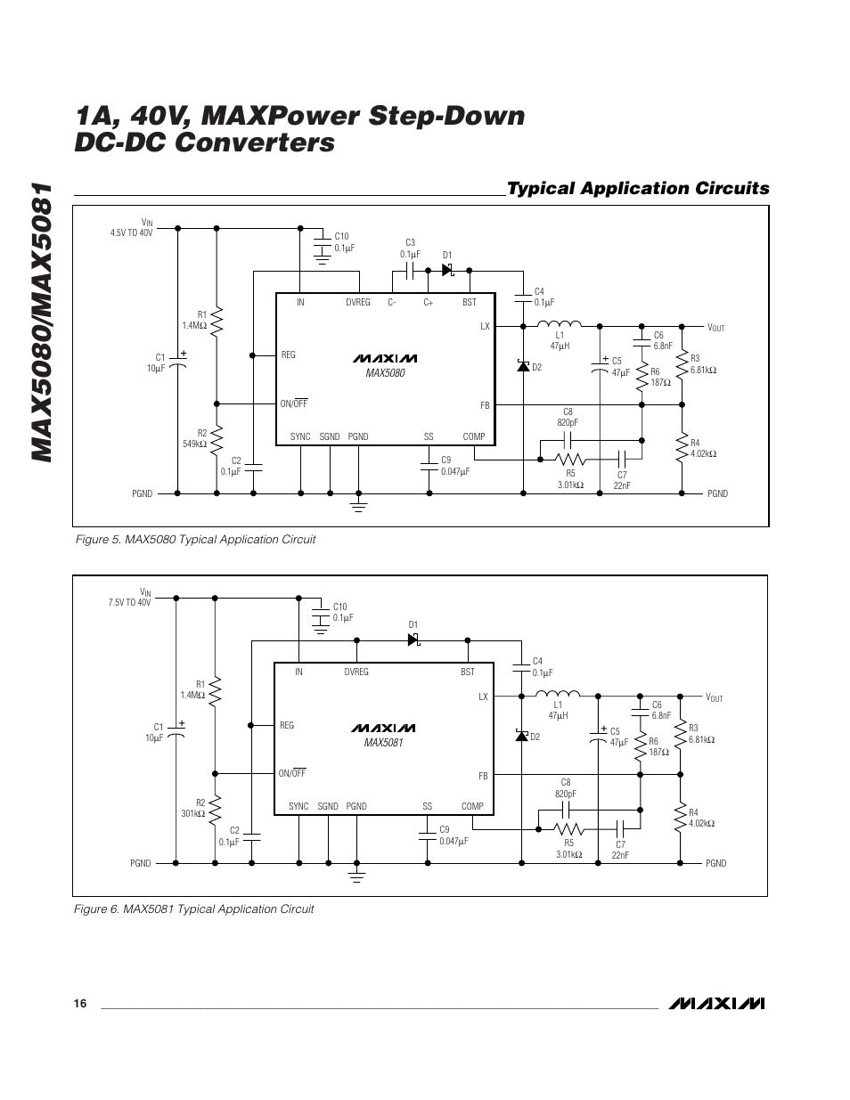 Typical application circuits | Rainbow Electronics MAX5081 User Manual | Page 16 / 19