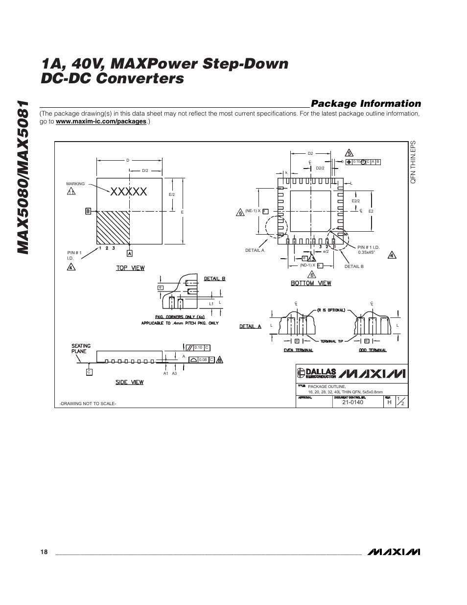 Package information | Rainbow Electronics MAX5081 User Manual | Page 18 / 19