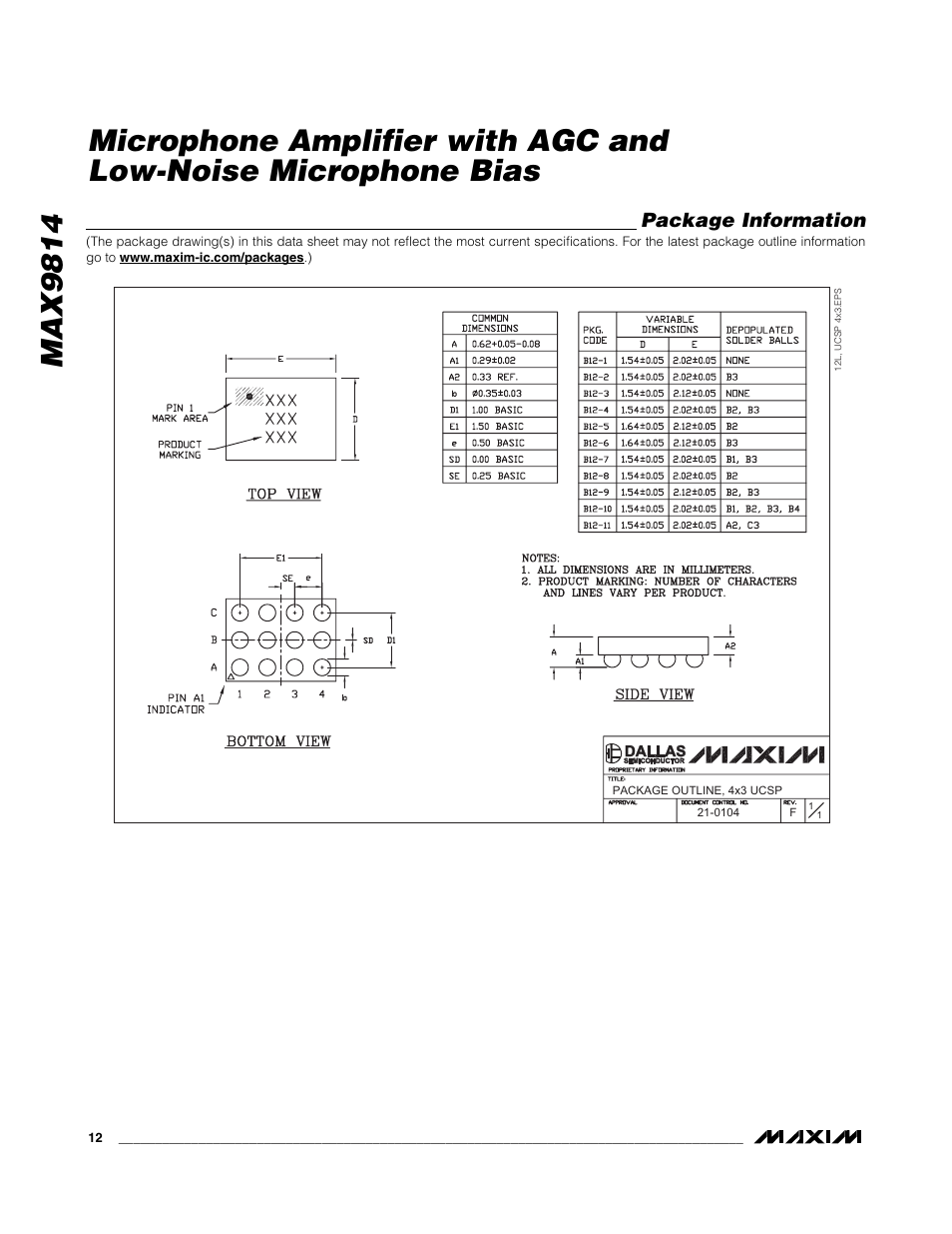 Package information | Rainbow Electronics MAX9814 User Manual | Page 12 / 14