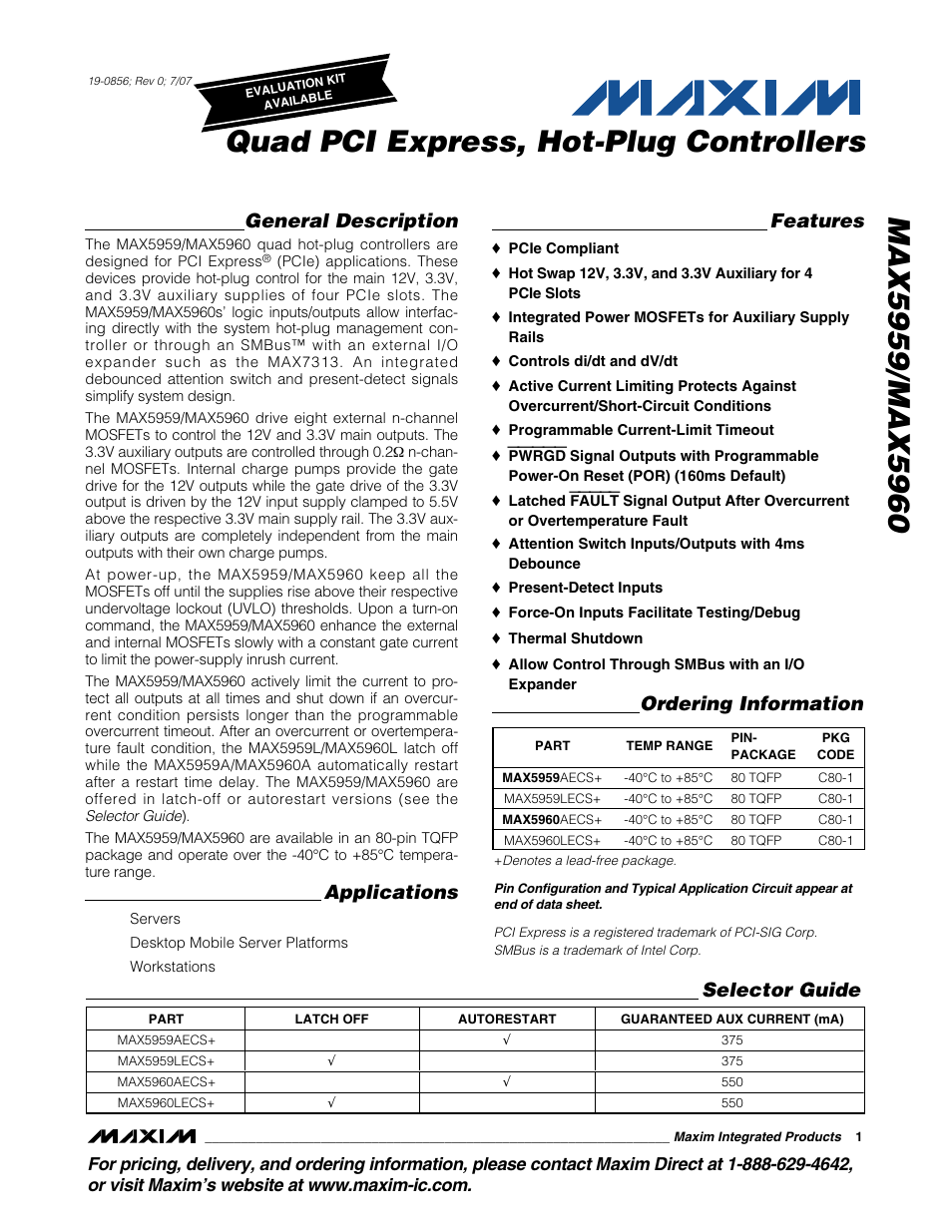 Rainbow Electronics MAX5960 User Manual | 25 pages