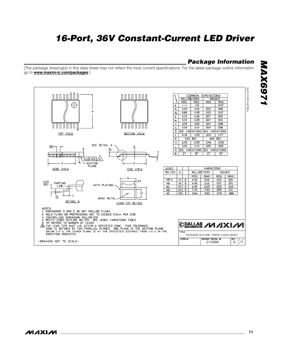 Package information | Rainbow Electronics MAX6971 User Manual | Page 11 / 12