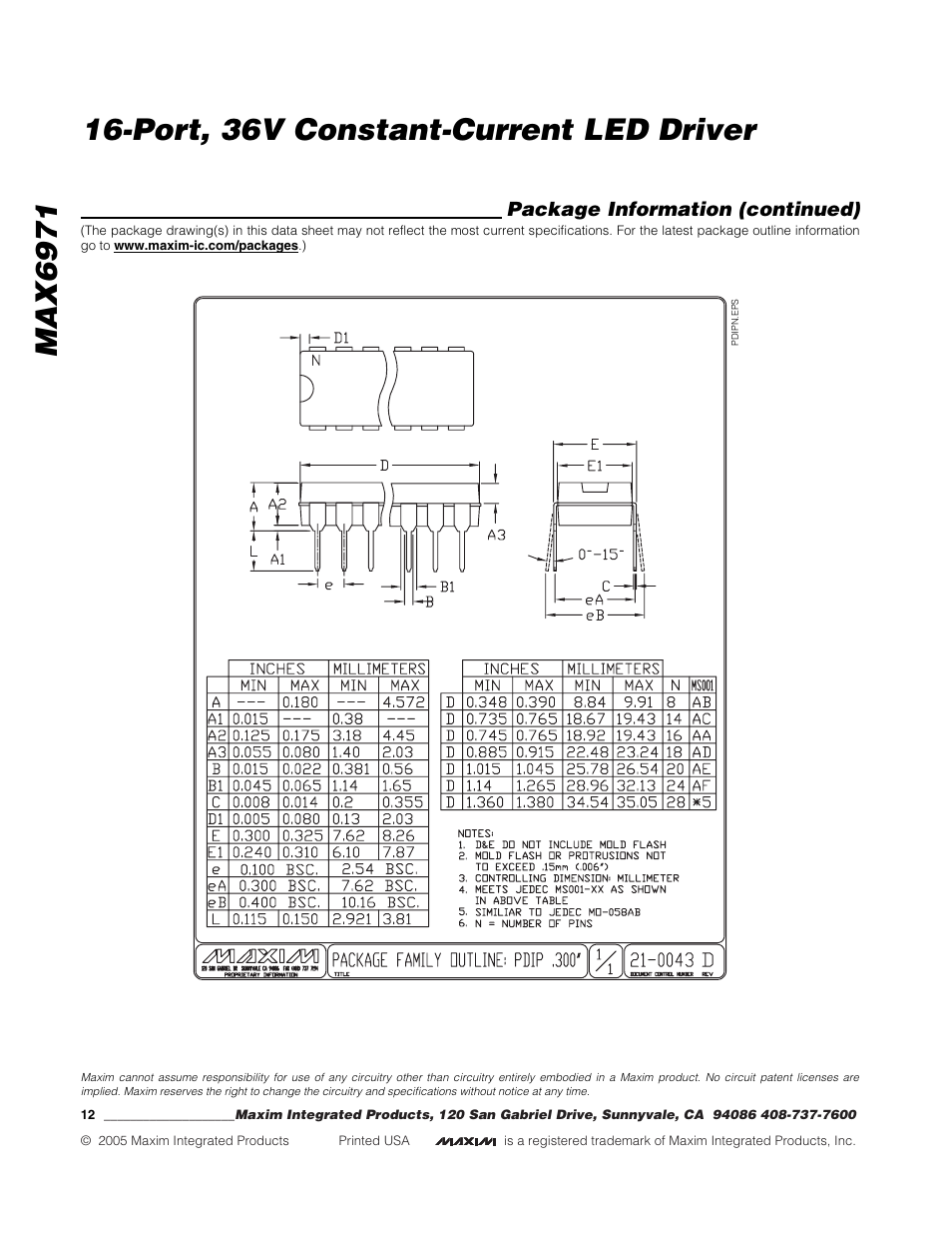 Rainbow Electronics MAX6971 User Manual | Page 12 / 12