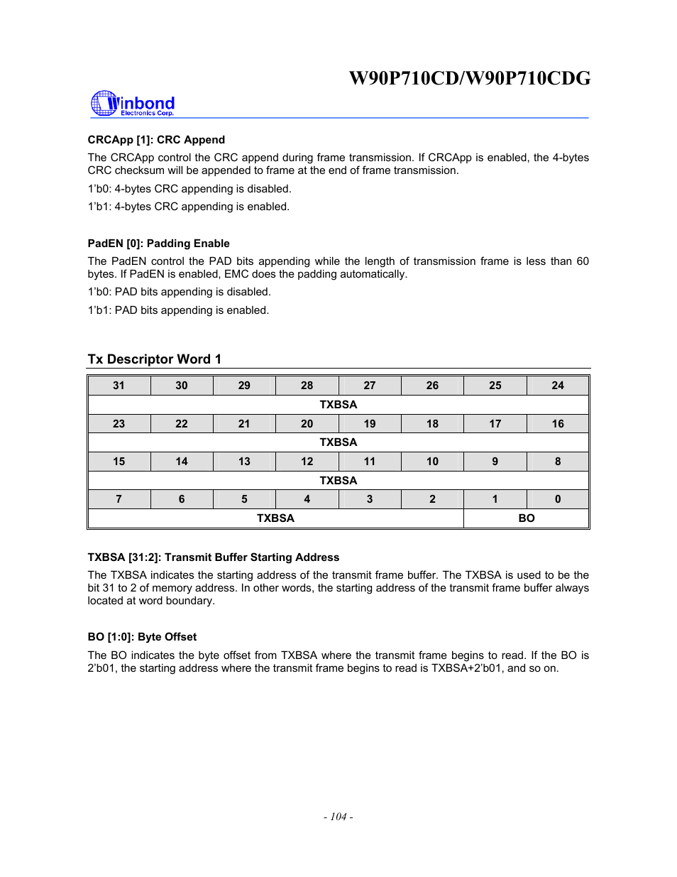 Rainbow Electronics W90P710CDG User Manual | Page 104 / 552