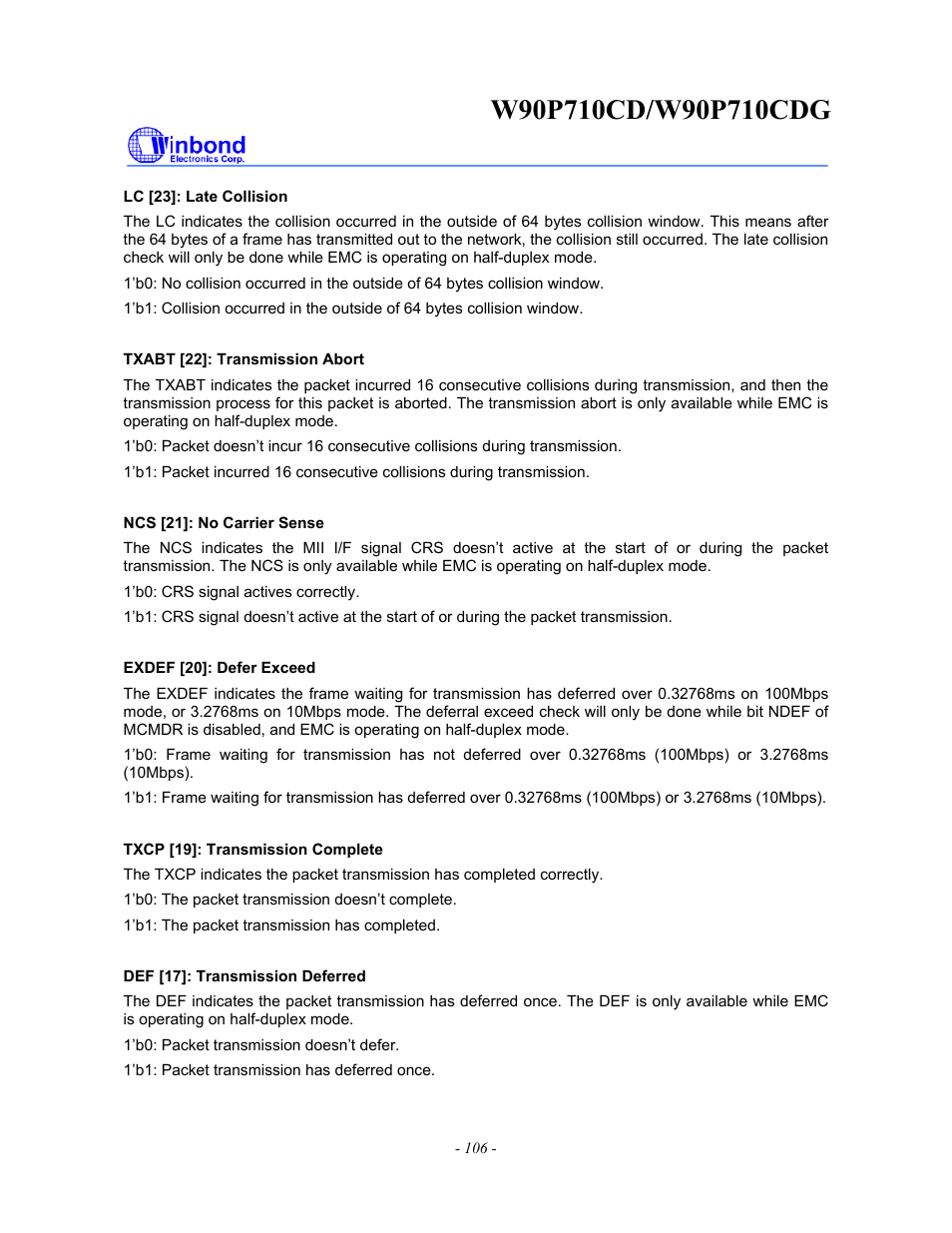 Rainbow Electronics W90P710CDG User Manual | Page 106 / 552