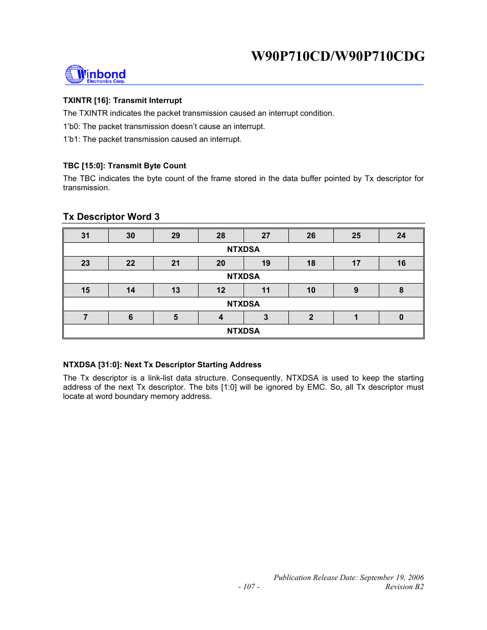 Rainbow Electronics W90P710CDG User Manual | Page 107 / 552