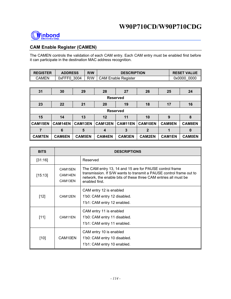 Rainbow Electronics W90P710CDG User Manual | Page 114 / 552