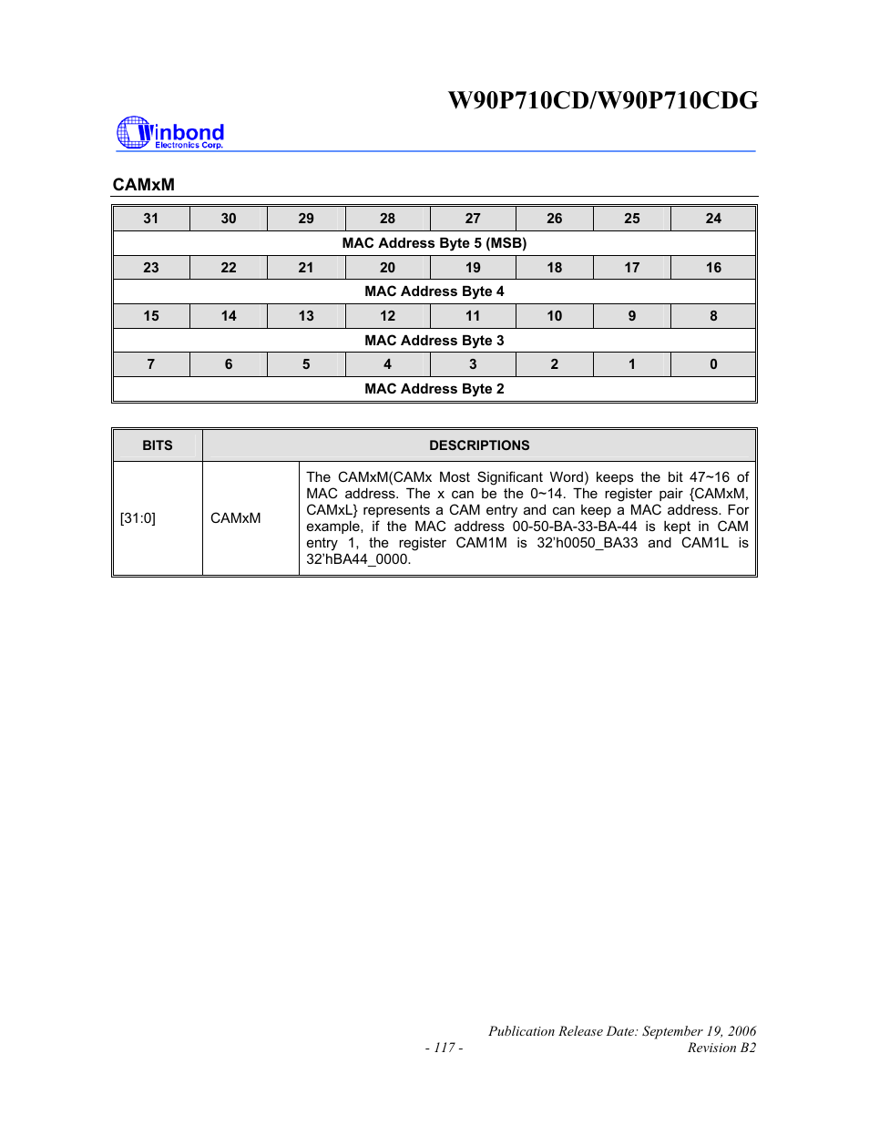 Rainbow Electronics W90P710CDG User Manual | Page 117 / 552