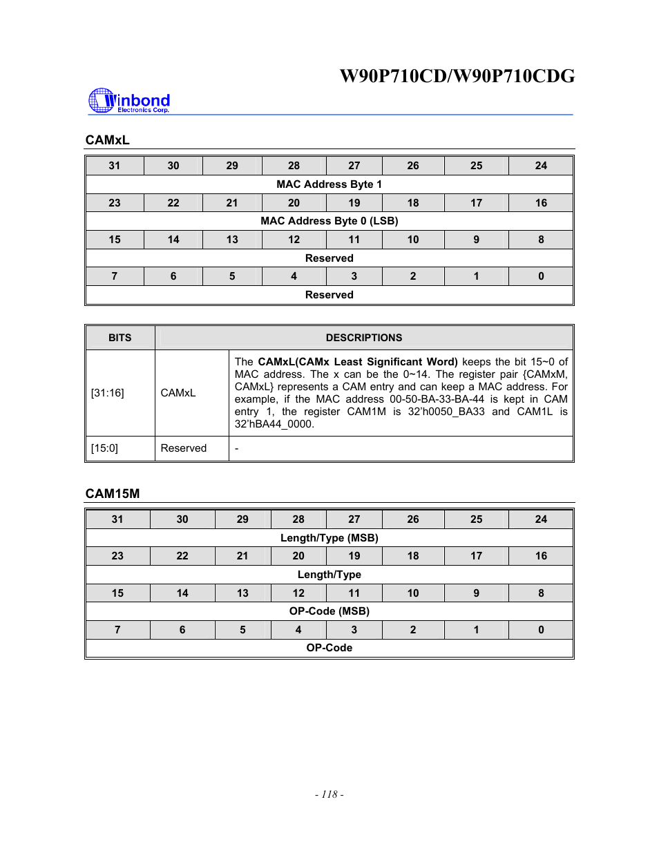 Rainbow Electronics W90P710CDG User Manual | Page 118 / 552