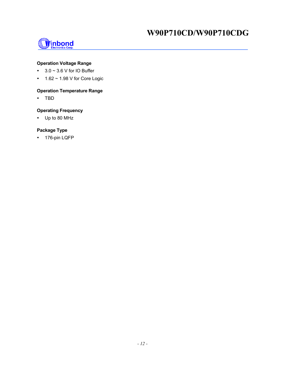 Rainbow Electronics W90P710CDG User Manual | Page 12 / 552