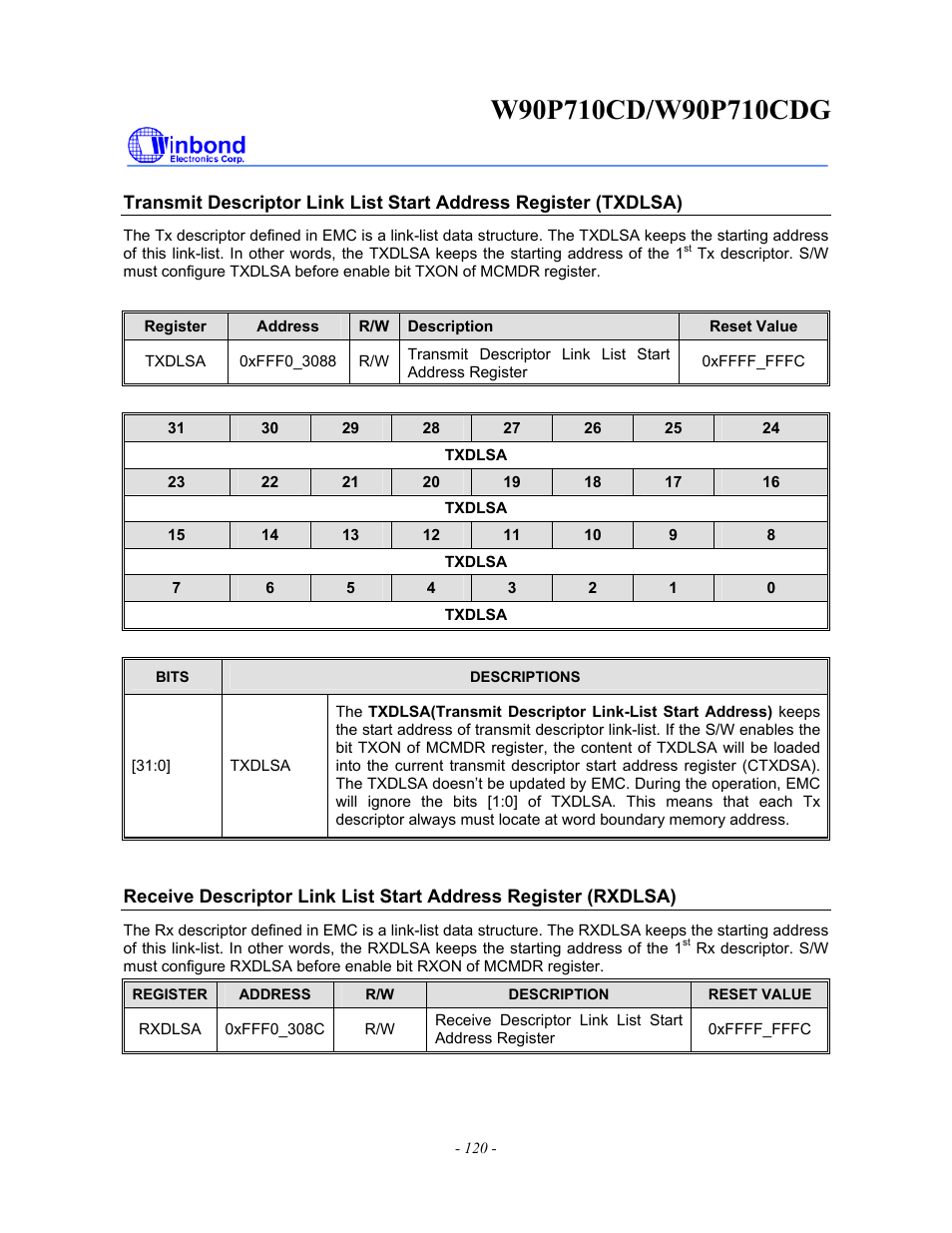 Rainbow Electronics W90P710CDG User Manual | Page 120 / 552