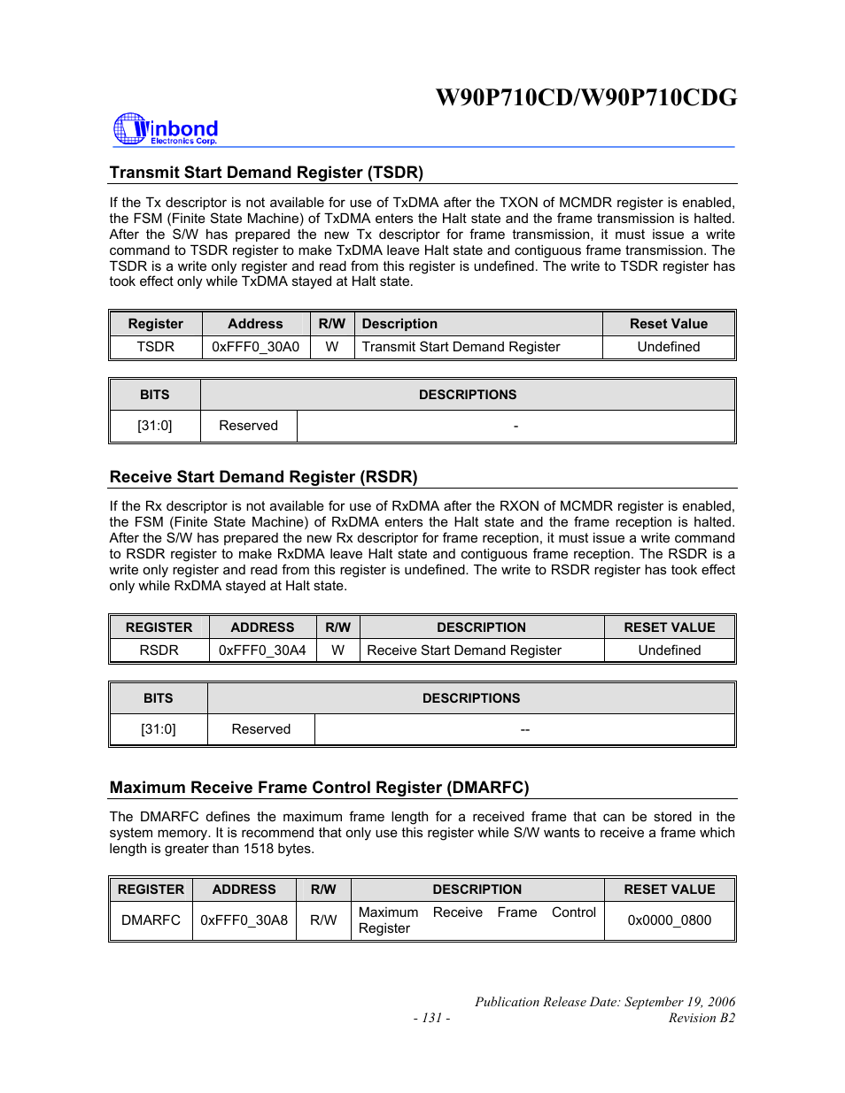 Rainbow Electronics W90P710CDG User Manual | Page 131 / 552