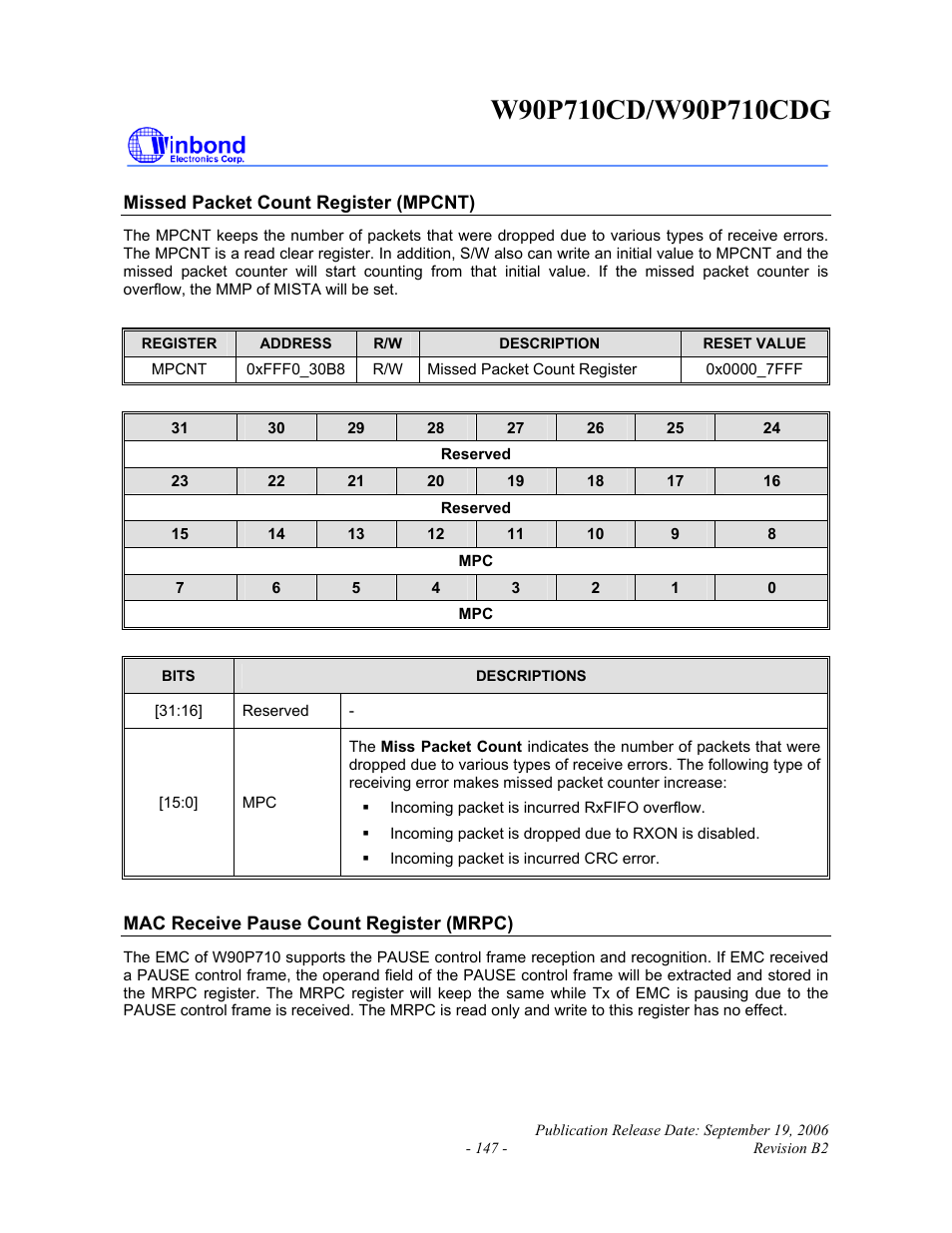 Rainbow Electronics W90P710CDG User Manual | Page 147 / 552