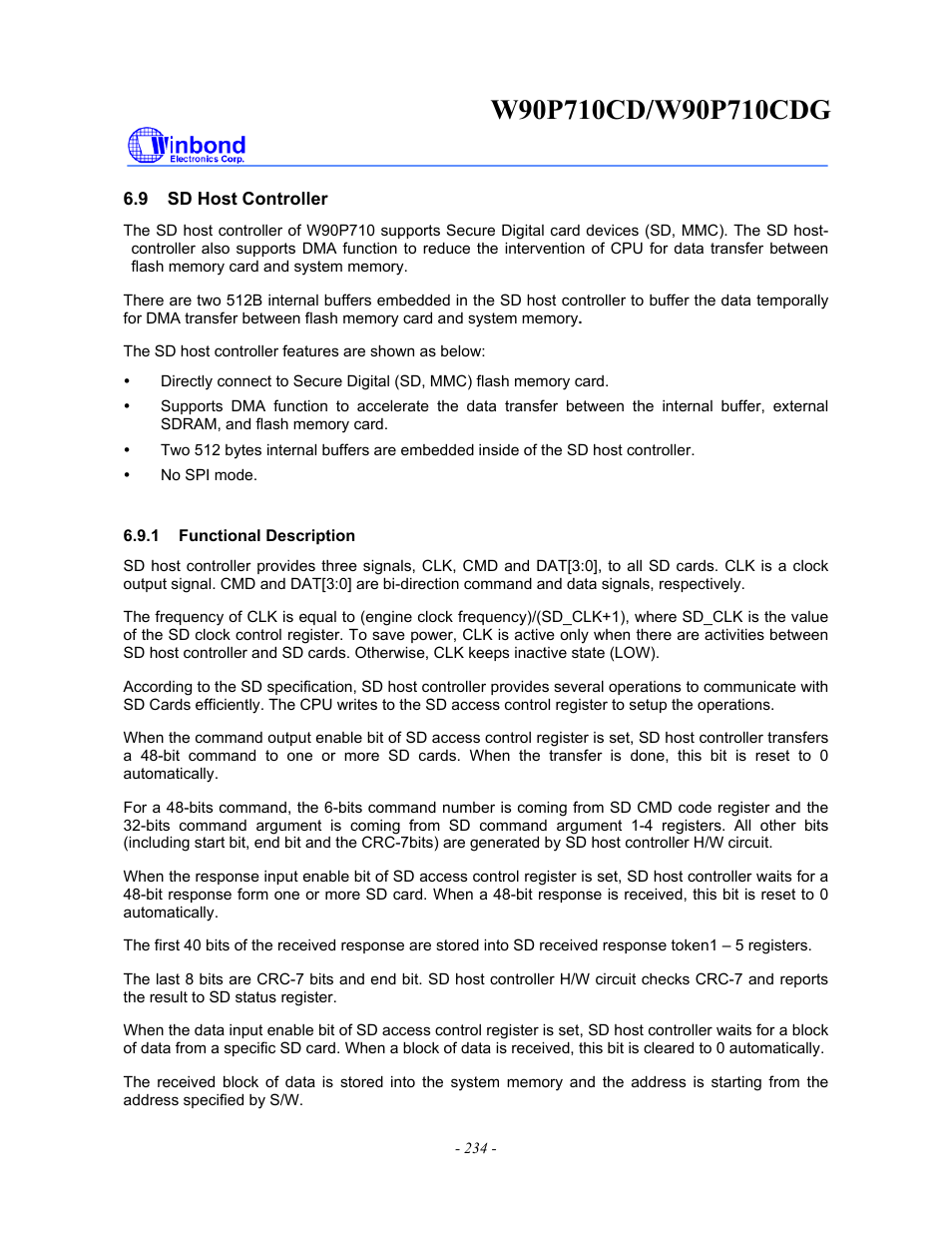 Rainbow Electronics W90P710CDG User Manual | Page 234 / 552