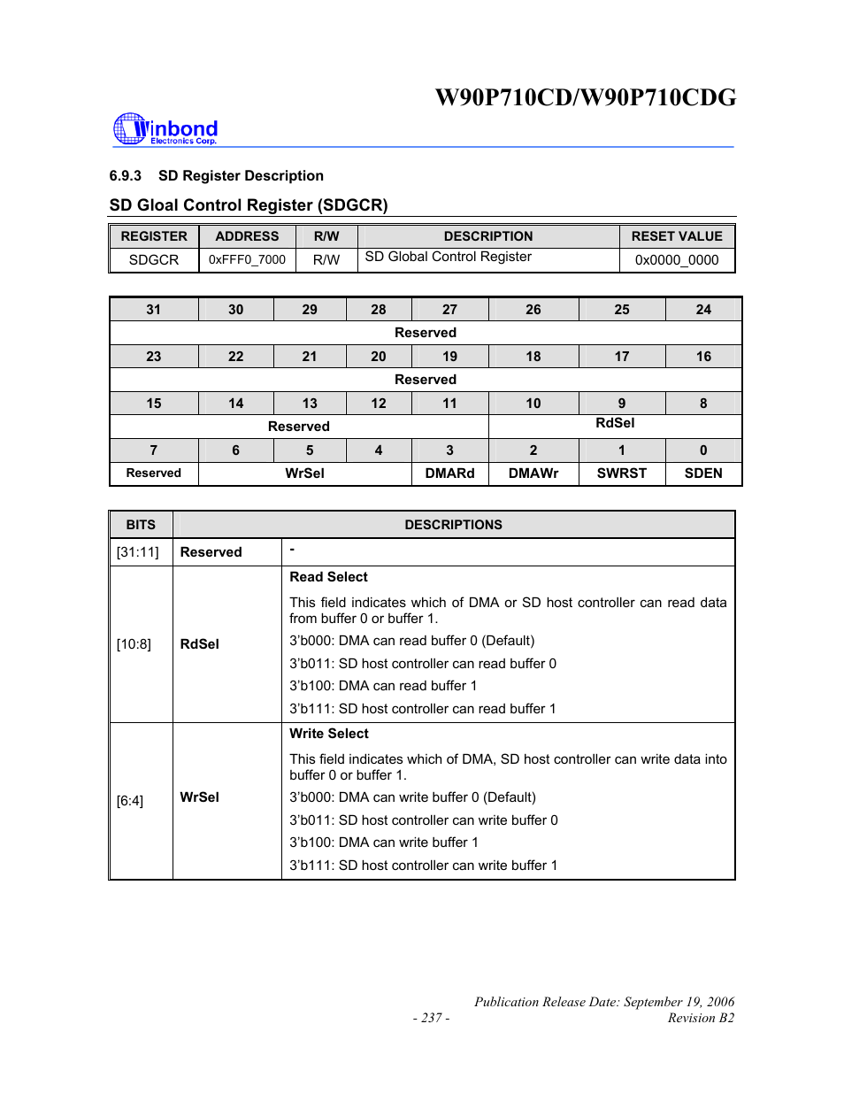 Rainbow Electronics W90P710CDG User Manual | Page 237 / 552
