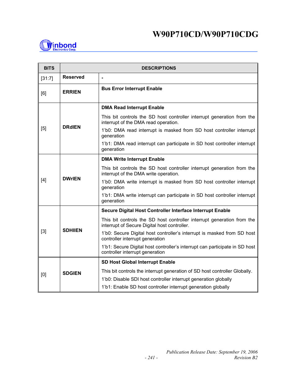 Rainbow Electronics W90P710CDG User Manual | Page 241 / 552