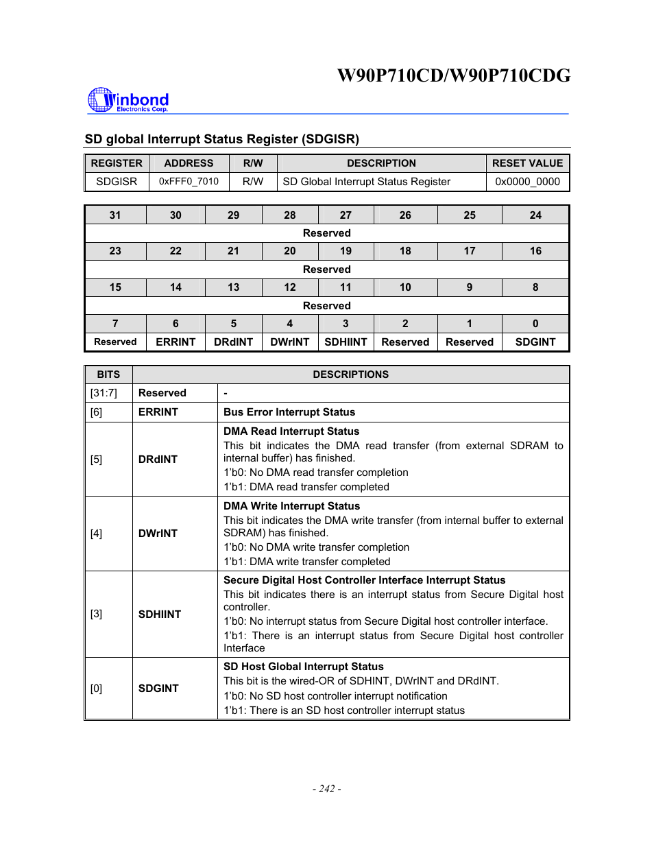 Rainbow Electronics W90P710CDG User Manual | Page 242 / 552