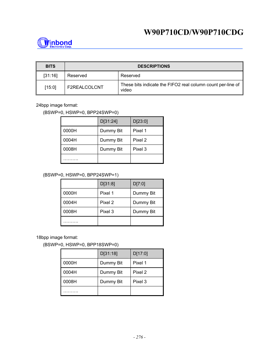 Rainbow Electronics W90P710CDG User Manual | Page 276 / 552