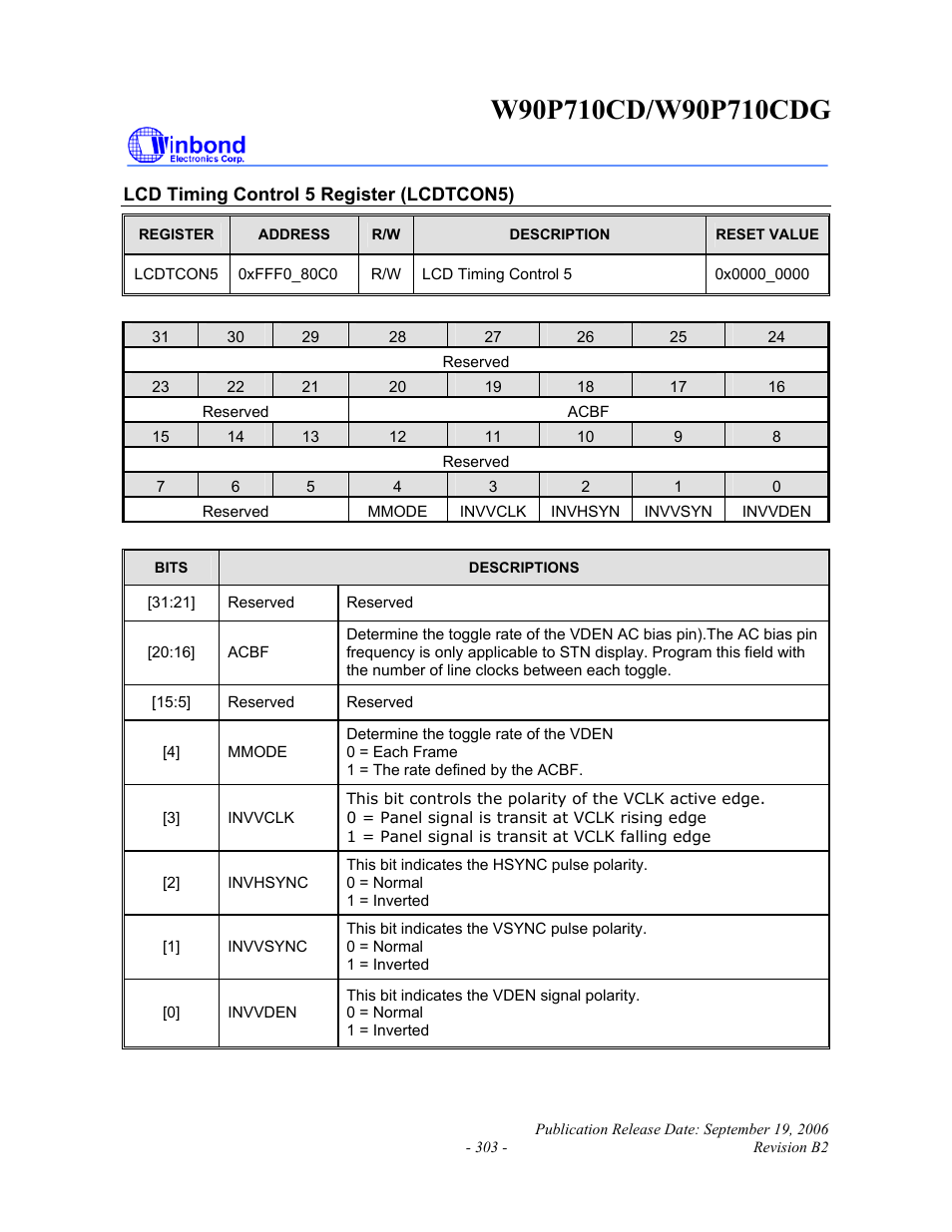 Rainbow Electronics W90P710CDG User Manual | Page 303 / 552