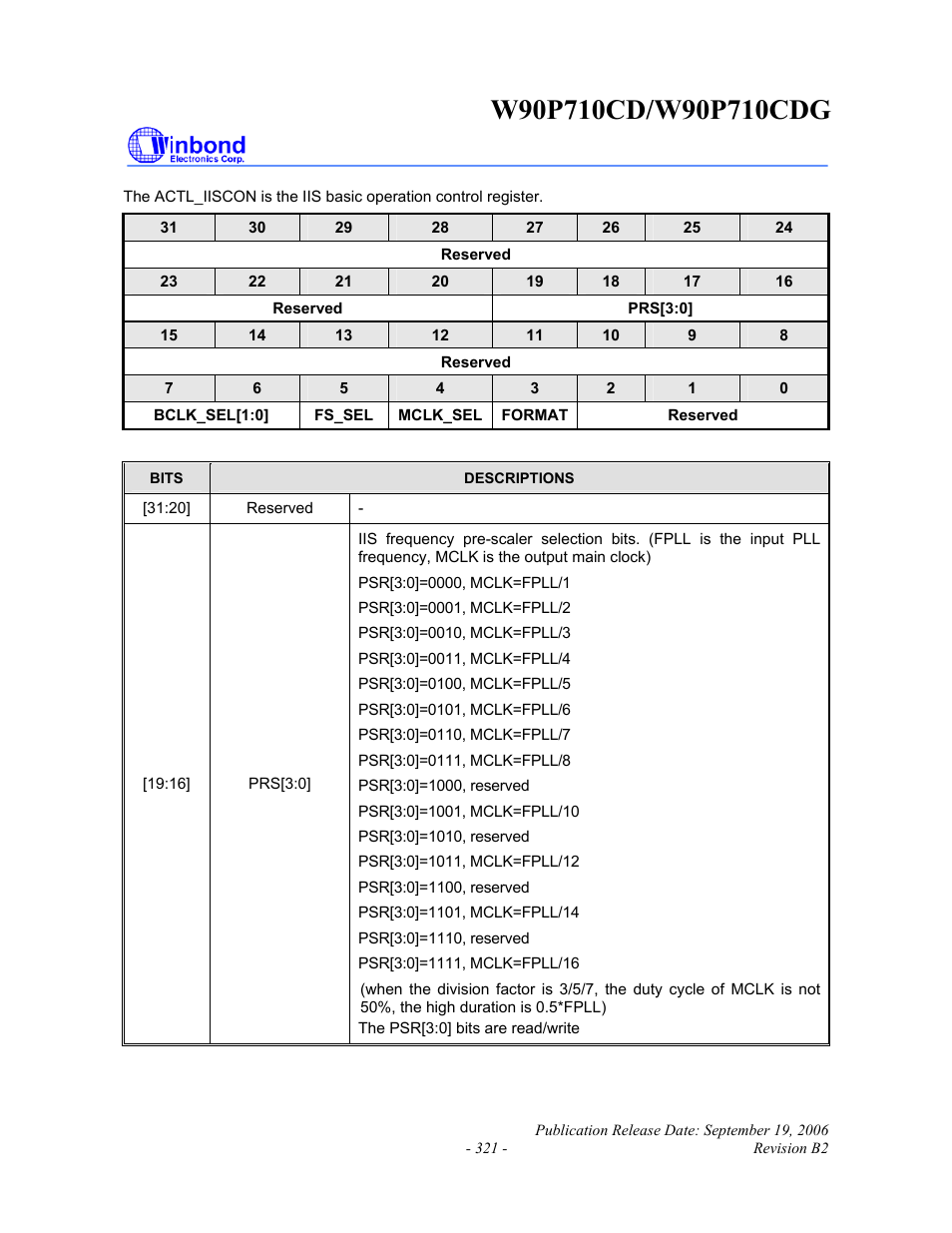 Rainbow Electronics W90P710CDG User Manual | Page 321 / 552