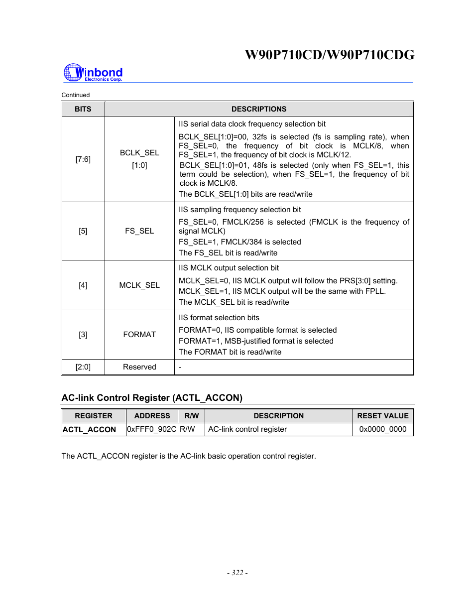 Rainbow Electronics W90P710CDG User Manual | Page 322 / 552
