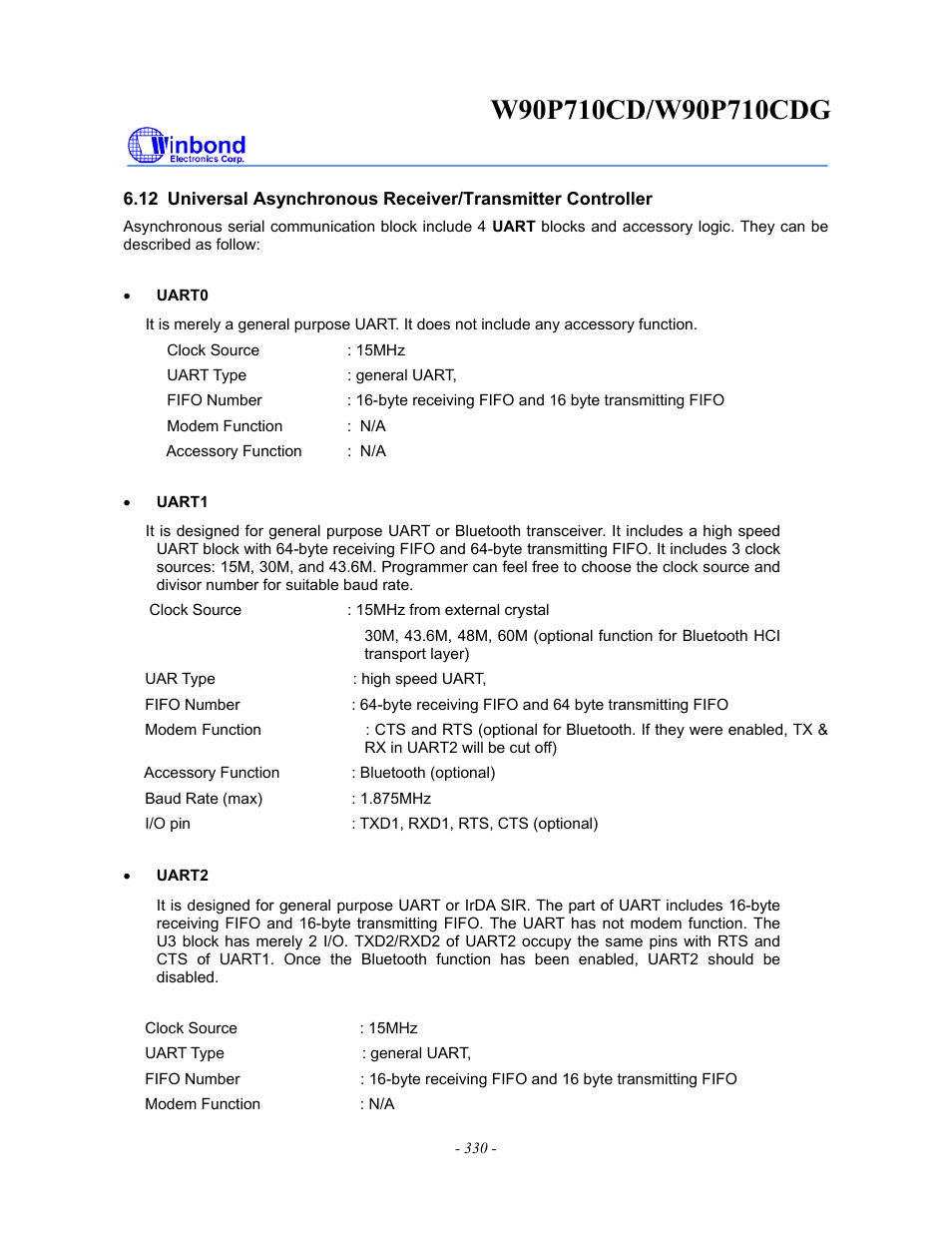 Rainbow Electronics W90P710CDG User Manual | Page 330 / 552