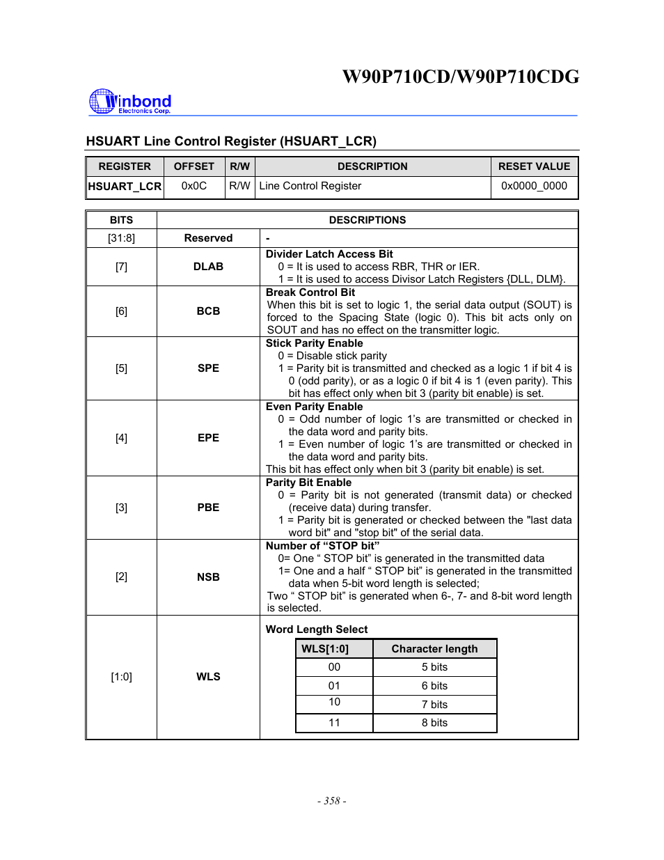 Rainbow Electronics W90P710CDG User Manual | Page 358 / 552