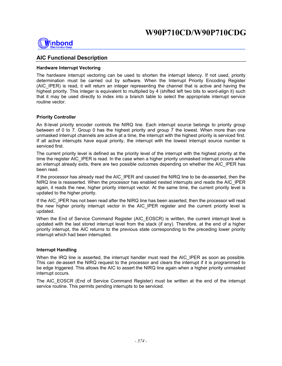 Rainbow Electronics W90P710CDG User Manual | Page 374 / 552