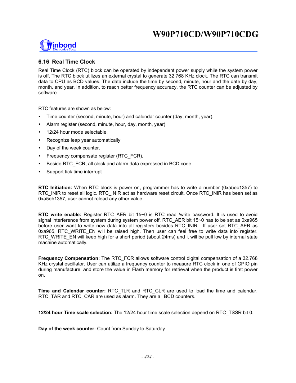 Rainbow Electronics W90P710CDG User Manual | Page 424 / 552