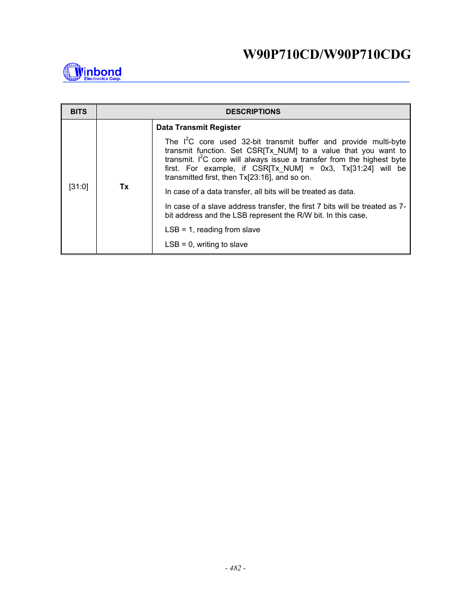 Rainbow Electronics W90P710CDG User Manual | Page 481 / 552