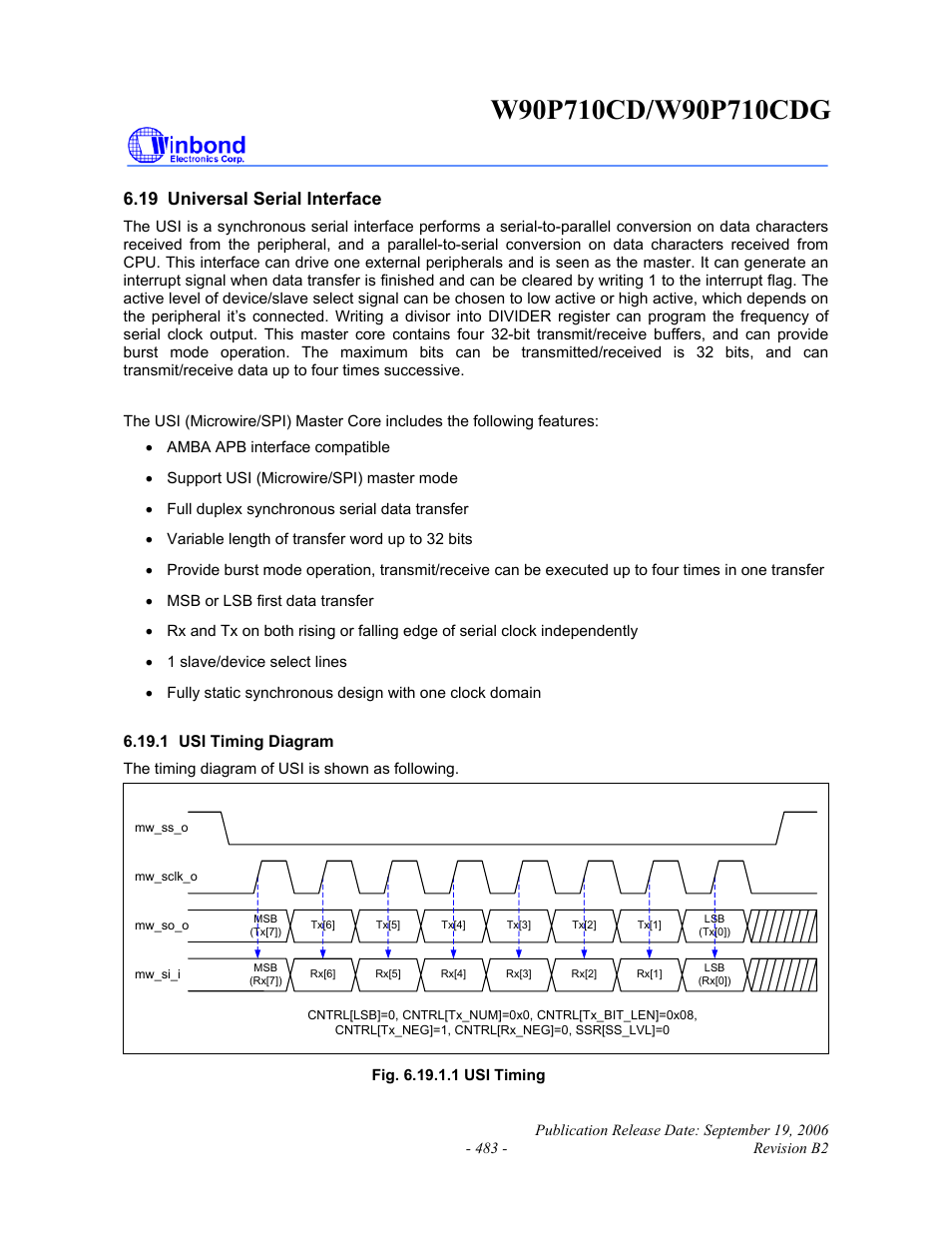 19 universal serial interface | Rainbow Electronics W90P710CDG User Manual | Page 482 / 552