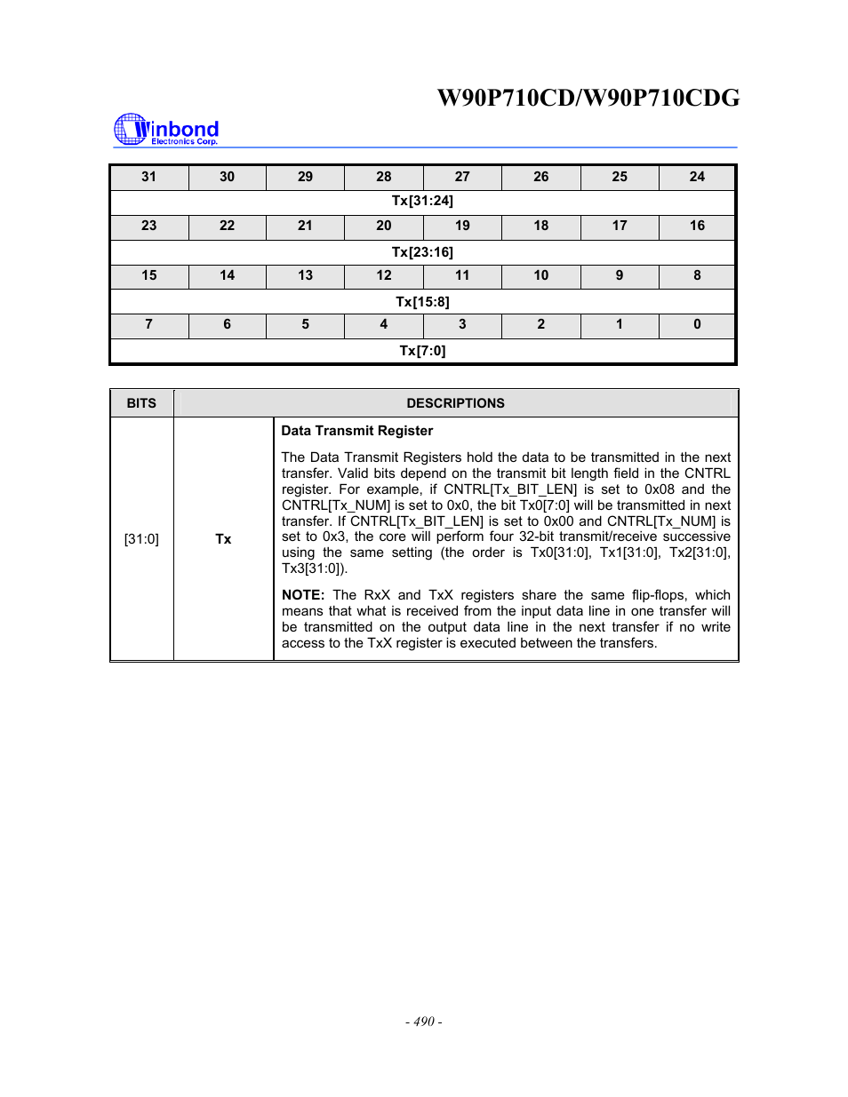 Rainbow Electronics W90P710CDG User Manual | Page 489 / 552