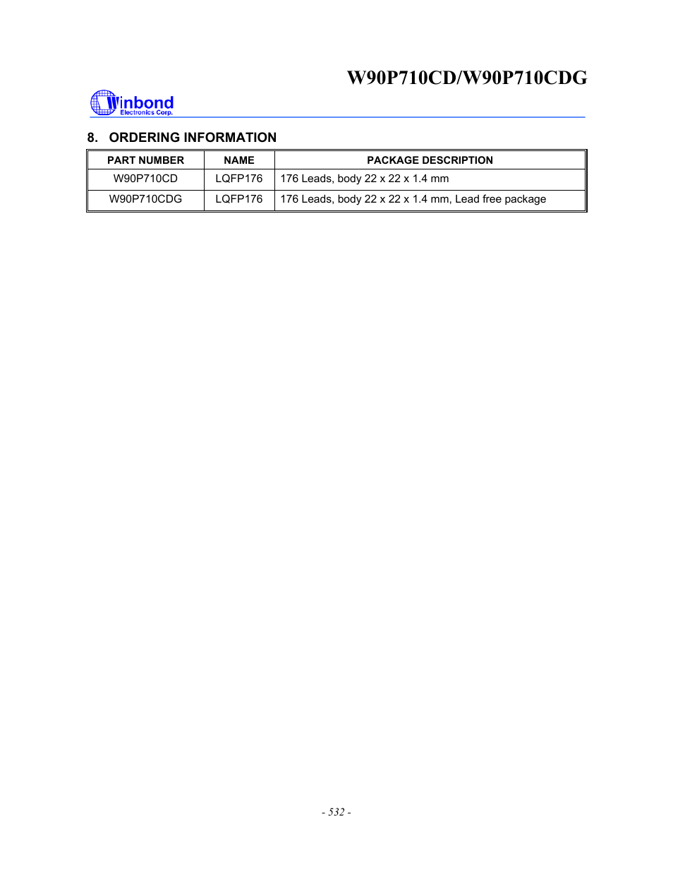 Rainbow Electronics W90P710CDG User Manual | Page 531 / 552