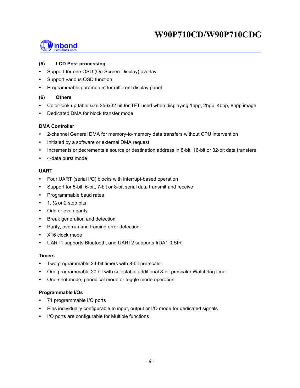 Rainbow Electronics W90P710CDG User Manual | Page 8 / 552