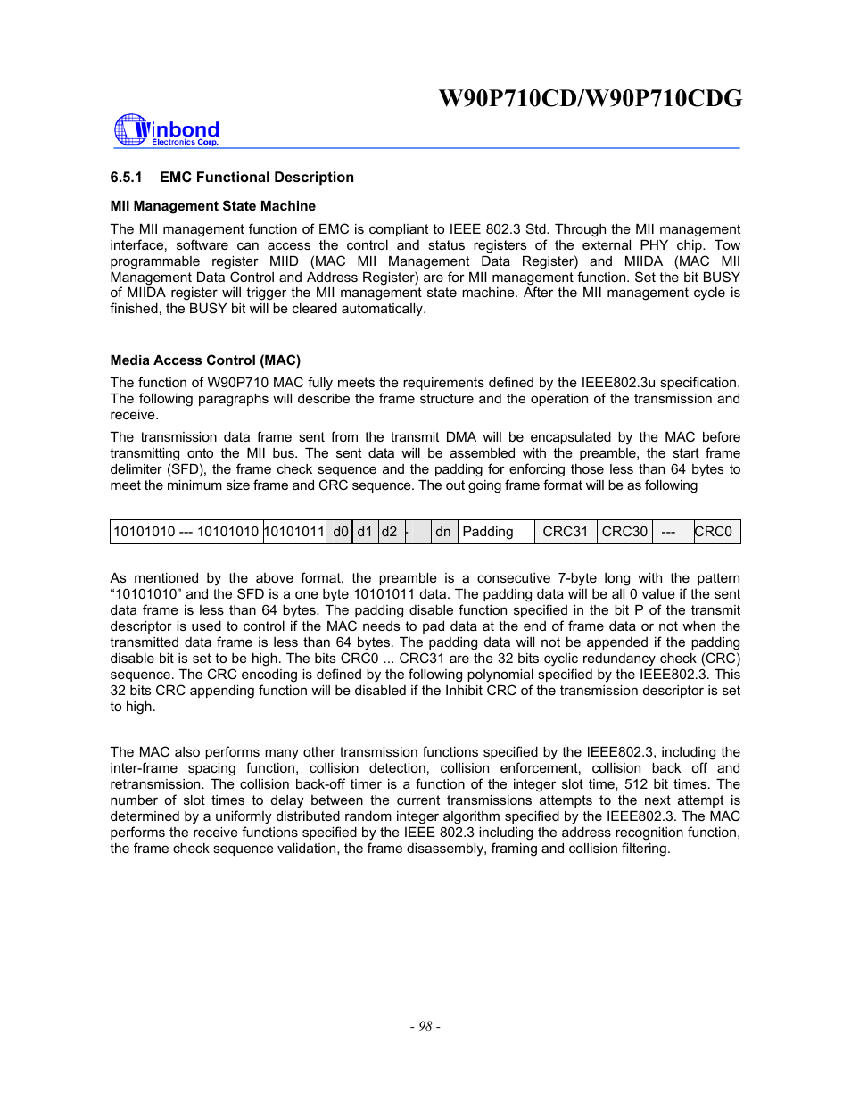 Rainbow Electronics W90P710CDG User Manual | Page 98 / 552