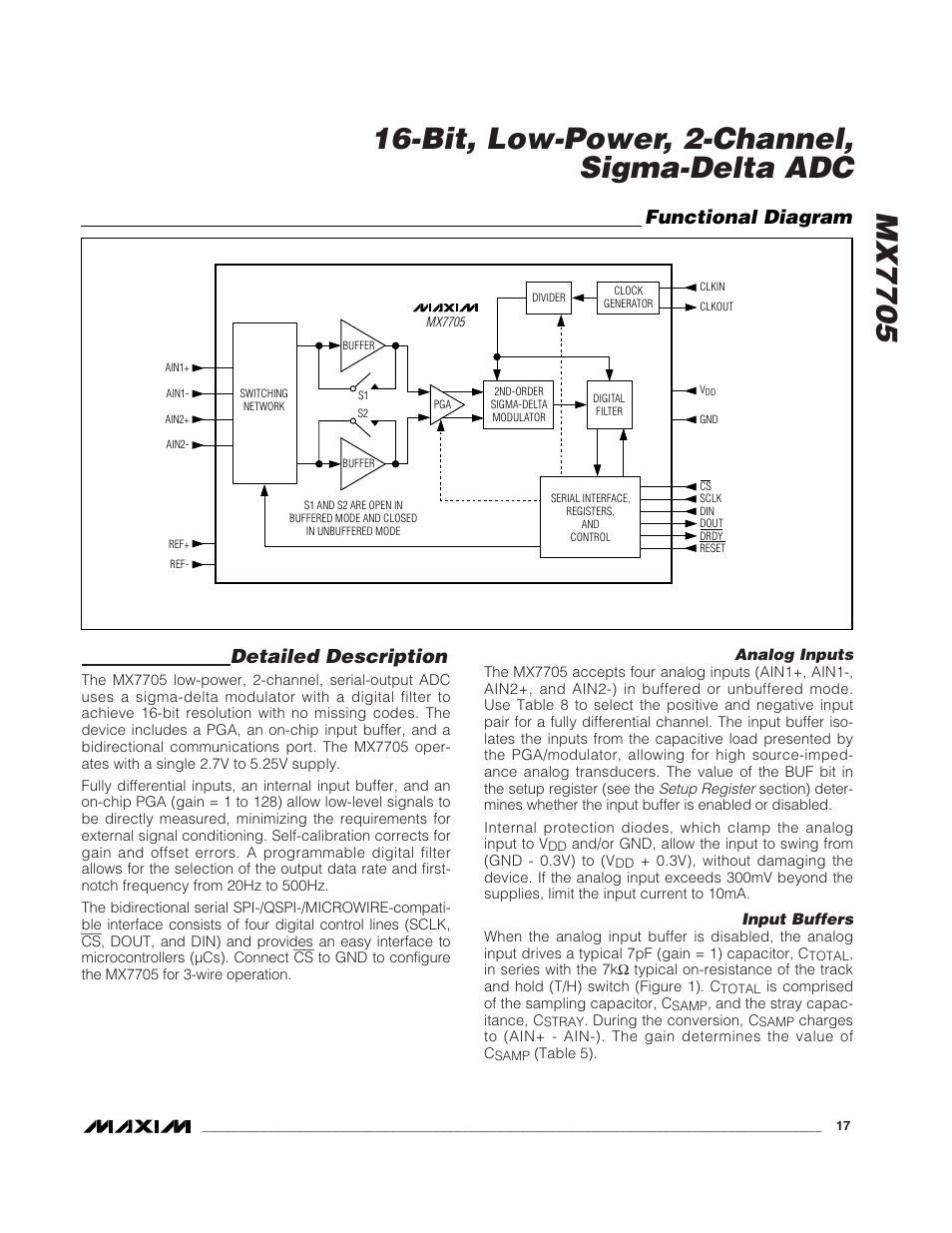 Detailed description, Functional diagram | Rainbow Electronics MX7705 User Manual | Page 17 / 34