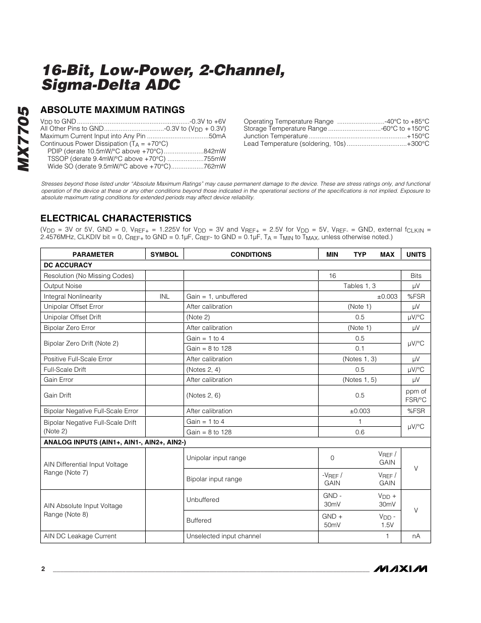 Rainbow Electronics MX7705 User Manual | Page 2 / 34