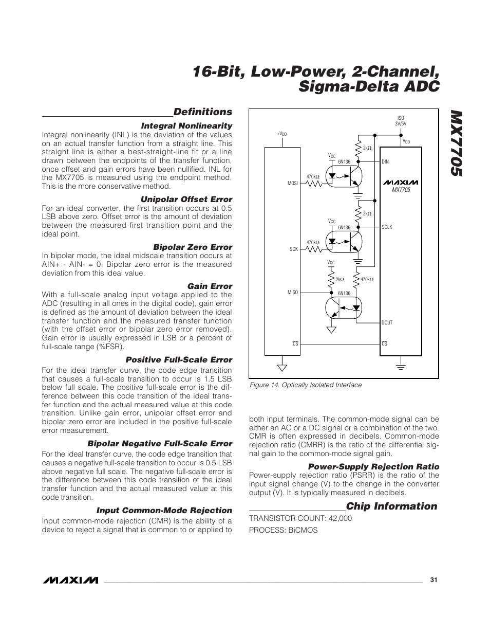 Definitions, Chip information | Rainbow Electronics MX7705 User Manual | Page 31 / 34