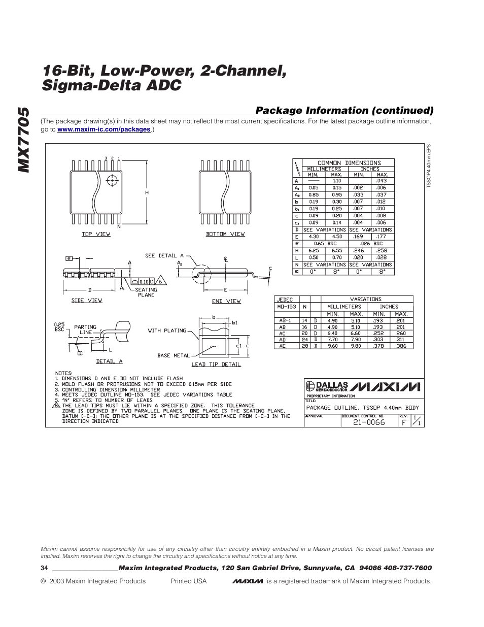 Package information (continued) | Rainbow Electronics MX7705 User Manual | Page 34 / 34
