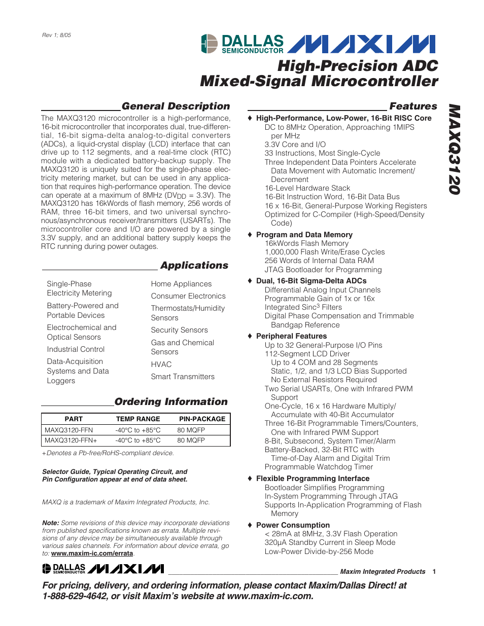 Rainbow Electronics MAXQ3120 User Manual | 33 pages