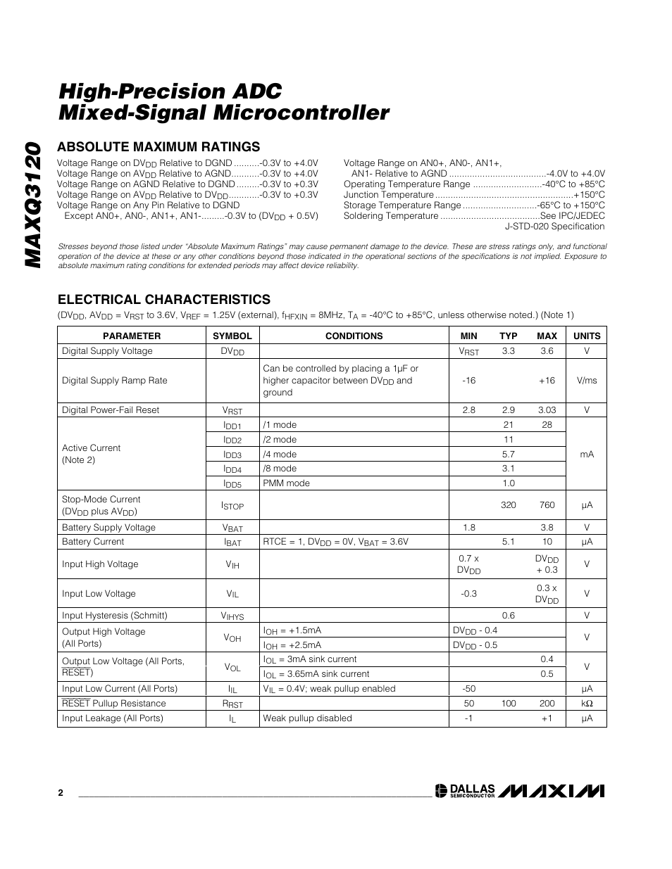 Rainbow Electronics MAXQ3120 User Manual | Page 2 / 33
