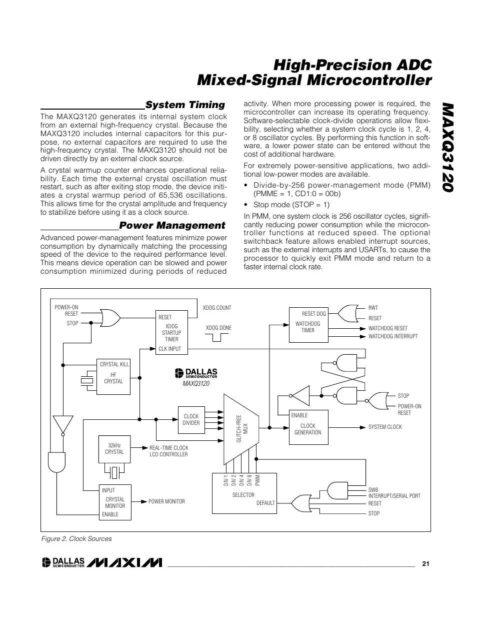 System timing, Power management | Rainbow Electronics MAXQ3120 User Manual | Page 21 / 33