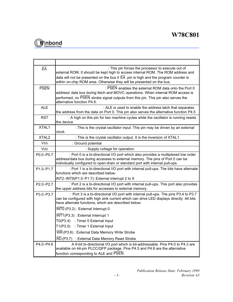 Rainbow Electronics W78C801 User Manual | Page 3 / 18