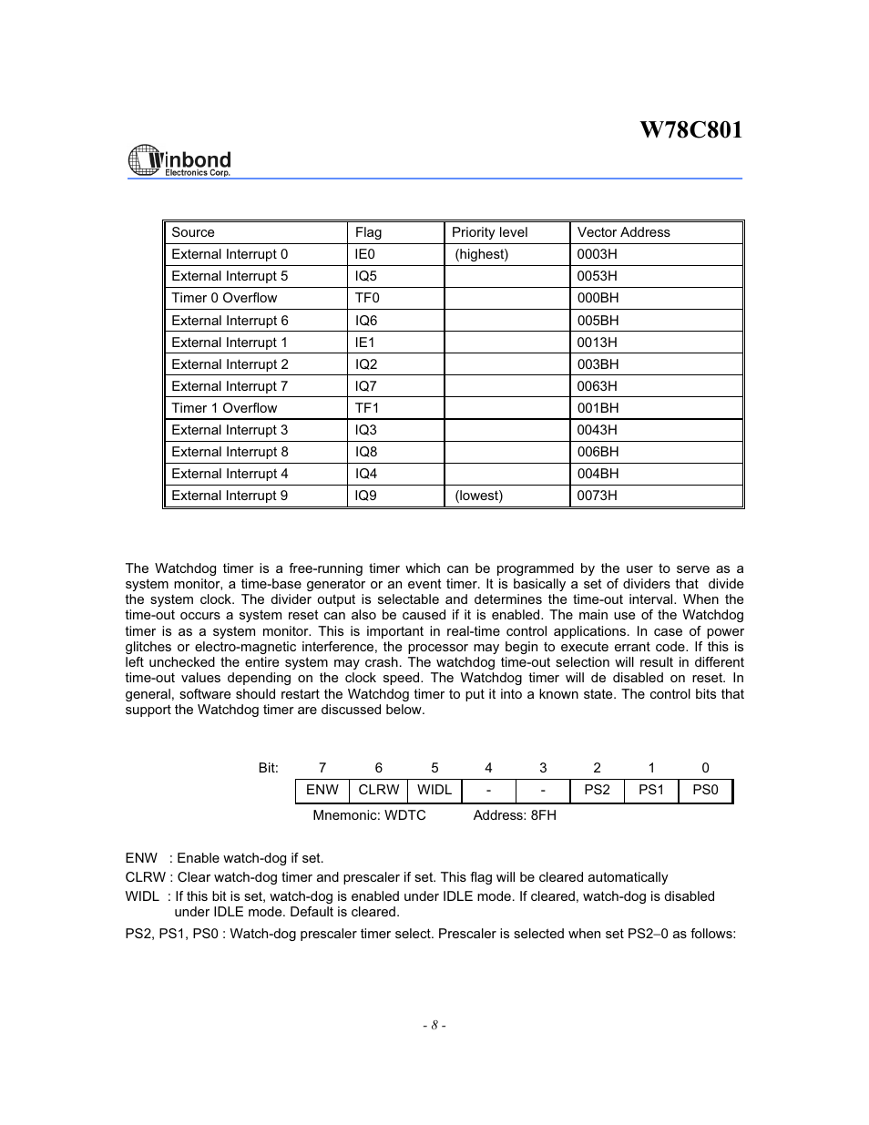 Rainbow Electronics W78C801 User Manual | Page 8 / 18